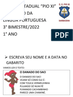 AVALIAÇÃO DA LÍNGUA PORTUGUESA -  3° BIMESTRE - 1º ANO