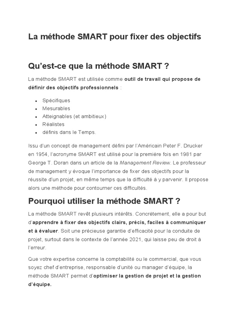 La Méthode SMART Pour Fixer Des Objectifs | PDF | Business