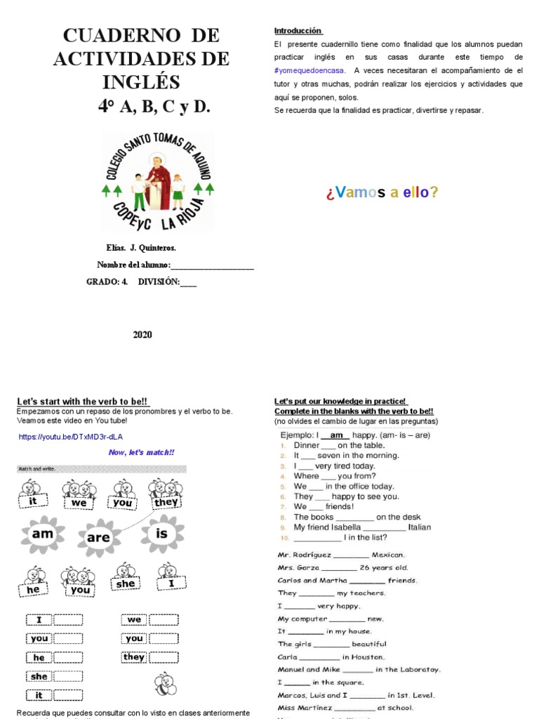 Cuaderno de Actividades 4 Grado - Ingles Turno Mañana y Tarde | PDF