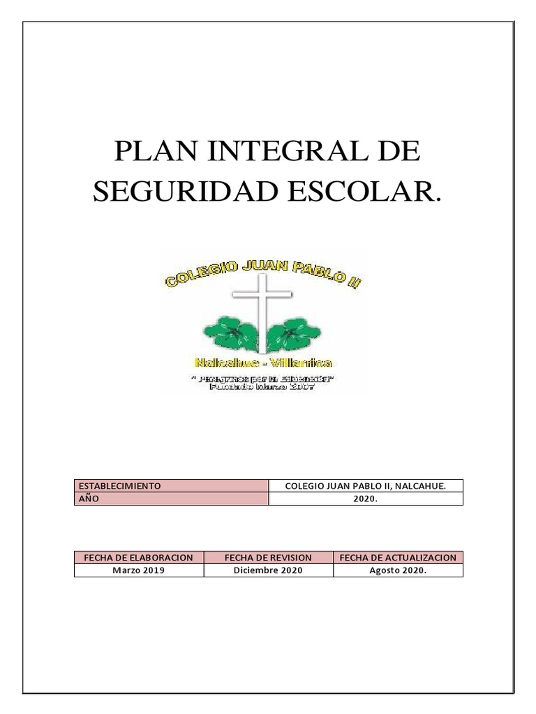 Plan de Seguridad Escolar 2020 | PDF | Educación de la primera infancia ...