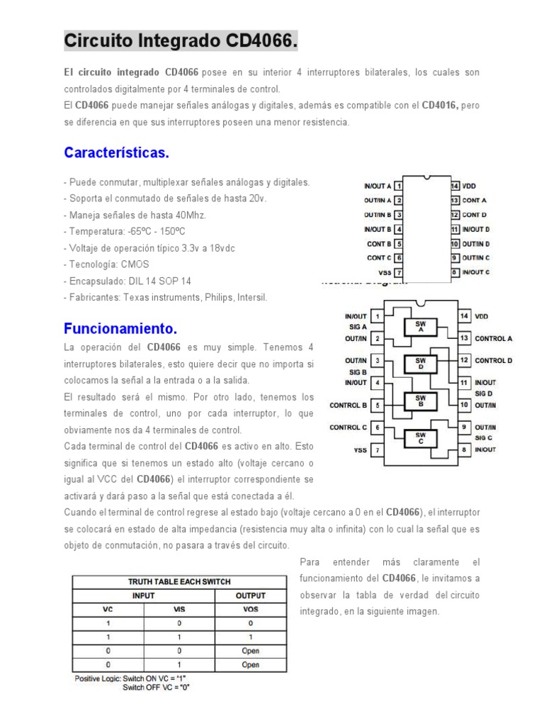 Circuito Integrado CD4066 | PDF