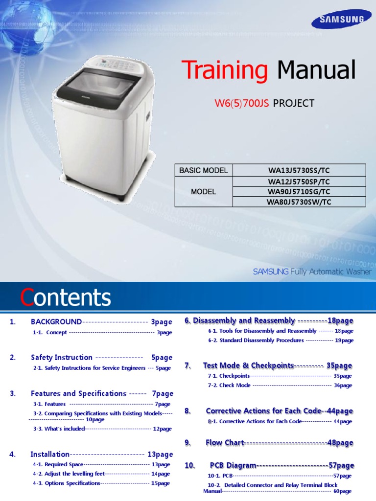 Samsung Wobble Washer Training Manual | PDF | Washing Machine | Ac Power Plugs And Sockets