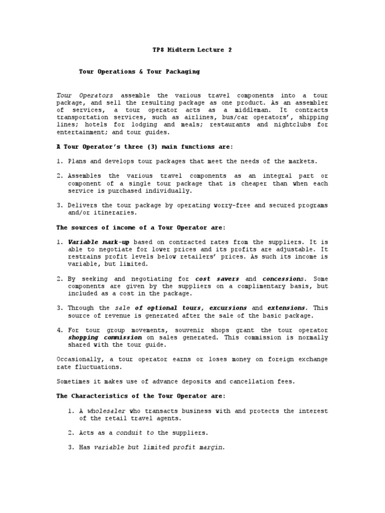 Examples Of Tour Operators