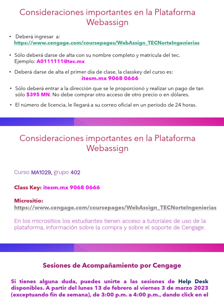 Instrucciones para WebAssign ITESM | PDF | Crecimiento personal y ...