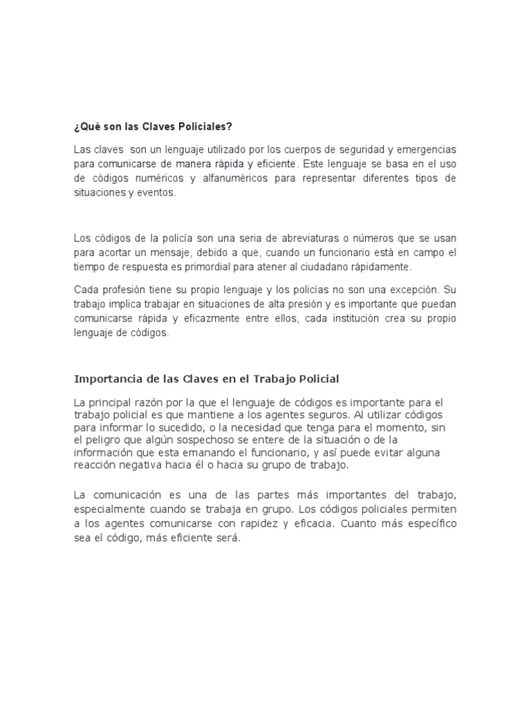 Qué Son Las Claves Policiales PDF Policía
