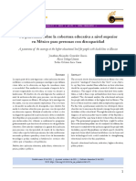 Un Panorama Sobre La Cobertura Educativa A Nivel Supeior en México para Personas Con Discapacidad - Gonzalez, Zuñiga y Arce PDF