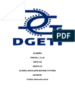 Algebra PARCIAL I, LL y LLL CBTIS 206 Grupo:1G Alumna: Escalante Buzane Vyctoria Docente: Cristian Valenzuela Olivas