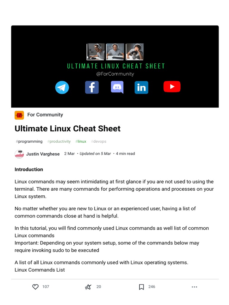 Ultimate Linux Cheat Sheet PDF | PDF | Computer File | Operating System ...