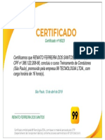 Certificado de Treinamento de Condutor 99 Tecnologia