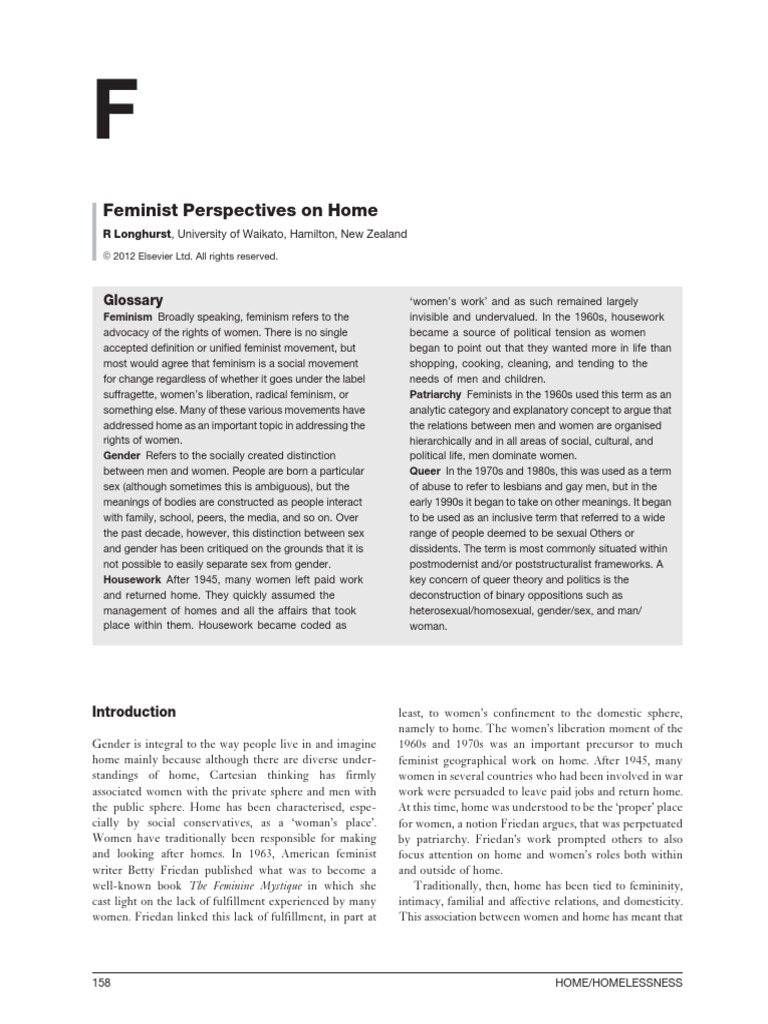 Feminist Insights on Home Dynamics | PDF | Feminism | Gender Studies