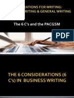 6 C's of Business Writing & General Considerations in Writing