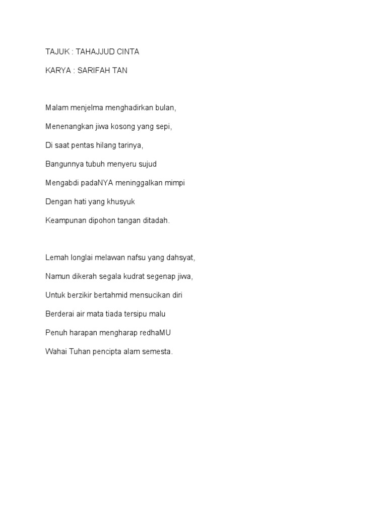 Sajak Tahajud Cinta | PDF