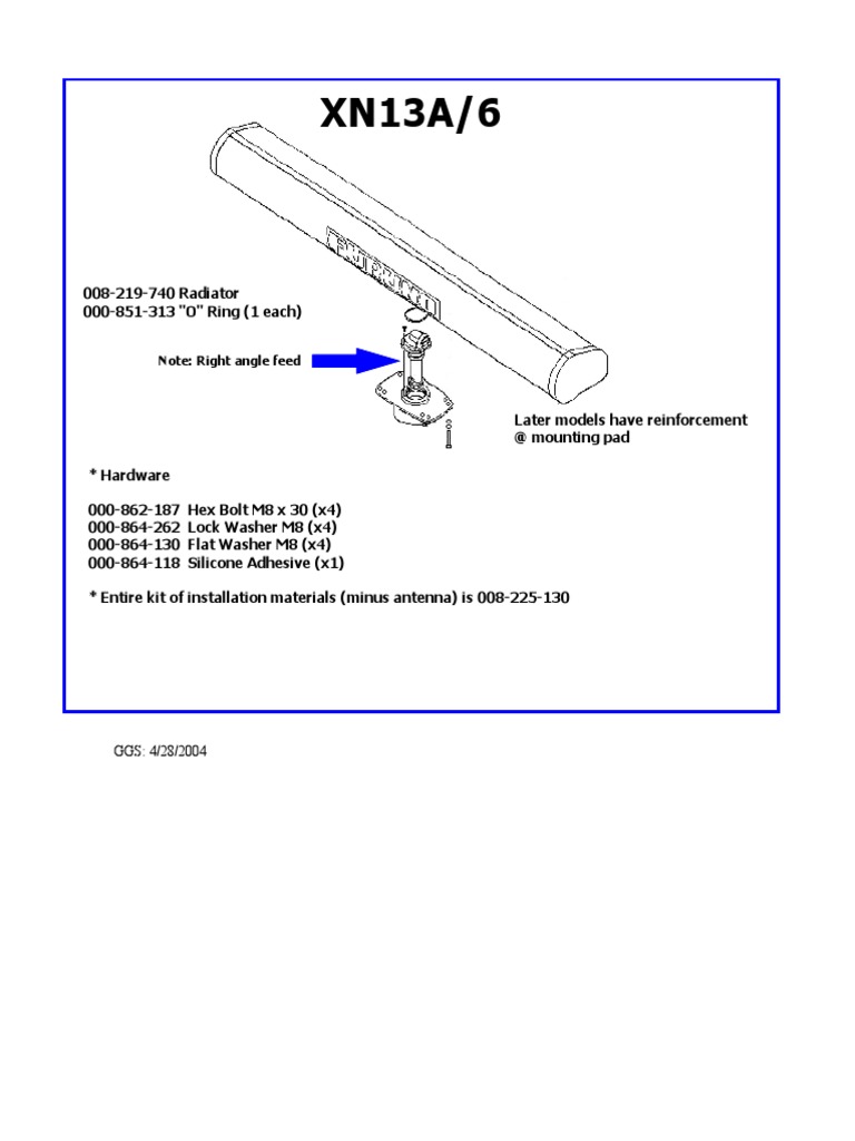 XN13A6 Radiator Installation Instructions PDF