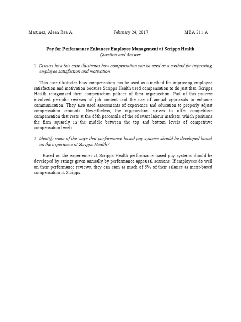 Pay For Performance Enhances Employee Management at Scripps Health | PDF