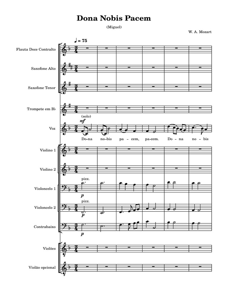 Dona nobis pacem partitura e partes pdf music performance choral