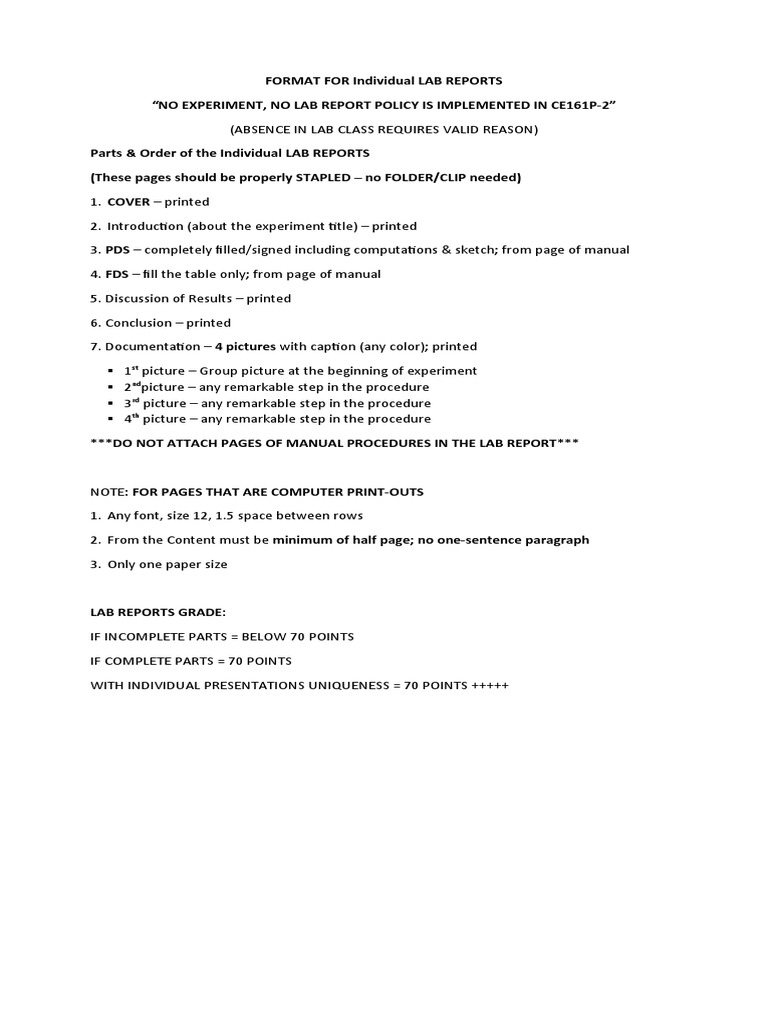 Individual Lab Report Format Guide | PDF