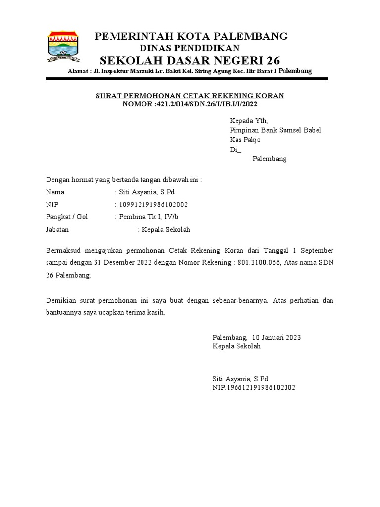 Surat permohonan cetak rekening koran pdf