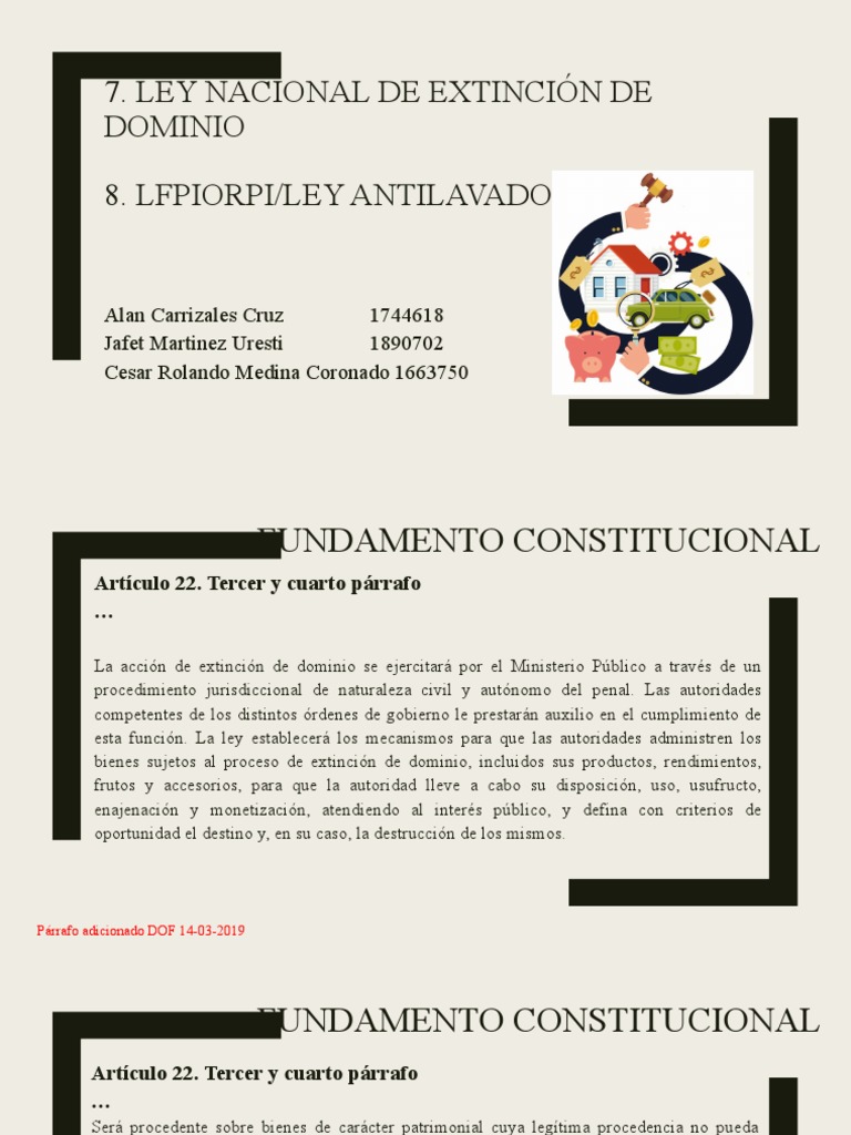 Ley de Extincion de Dominio y Antilavado | PDF | Multa (pena) | Bancos