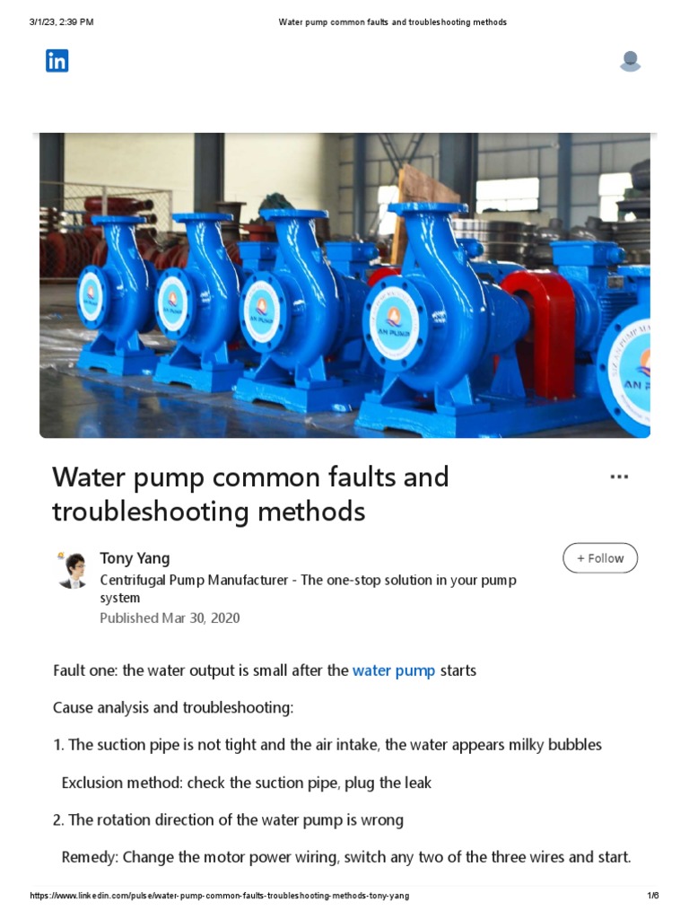 Water Pump Common Faults and Troubleshooting Methods PDF Pump