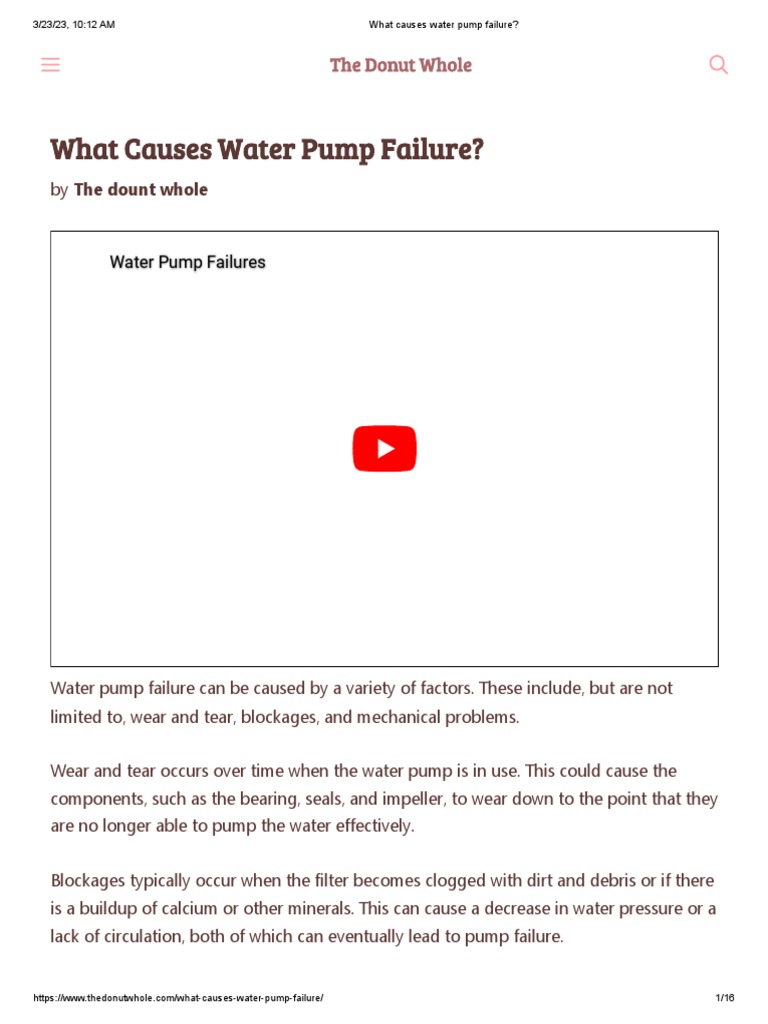 What Causes Water Pump Failure PDF Pump Bearing (Mechanical)