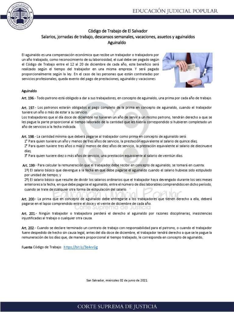 Aguinaldo según el Código de Trabajo en El Salvador | PDF | Salario ...