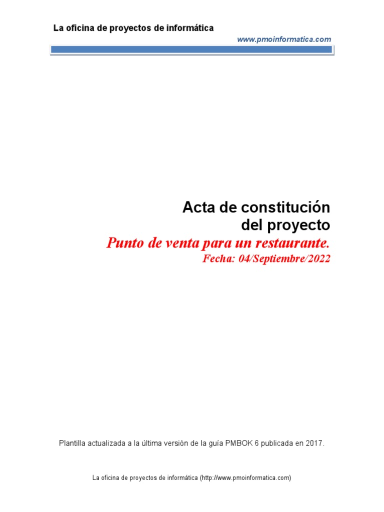 Pmoinformatica Plantilla Acta De Proyecto 2 Laminas Pdfmodelo De Acta ...