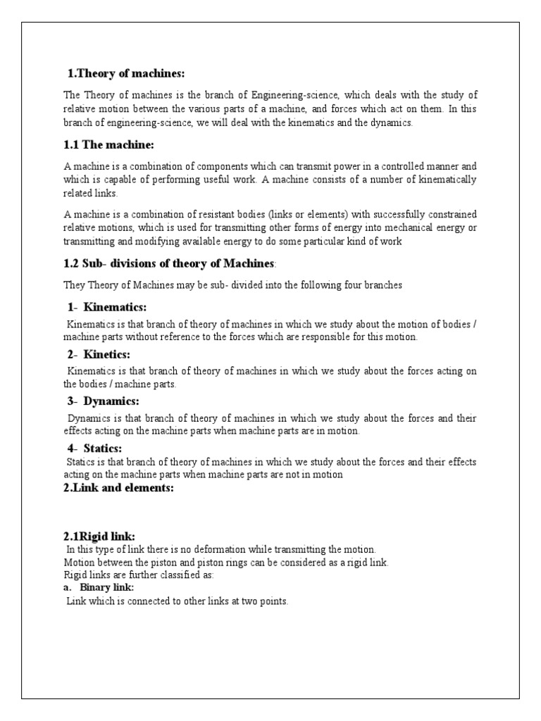 Theory of machine report download free pdf machines physical sciences
