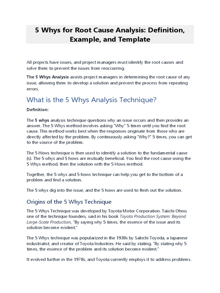 5 Why Root Cause Analysis PDF | PDF | Psychology | Cognition