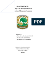 Reaction Paper - Akuntansi Manajemen Lanjutan - Group 5 - Strategi Cost Management (SCM)