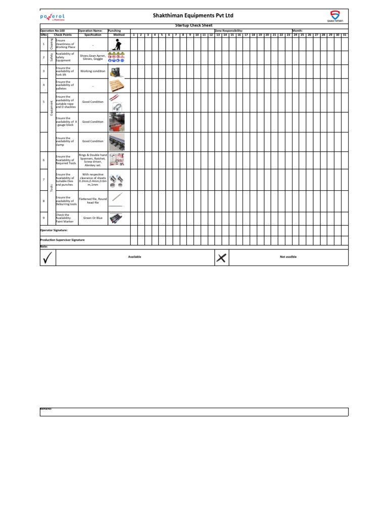 Check Sheet Format