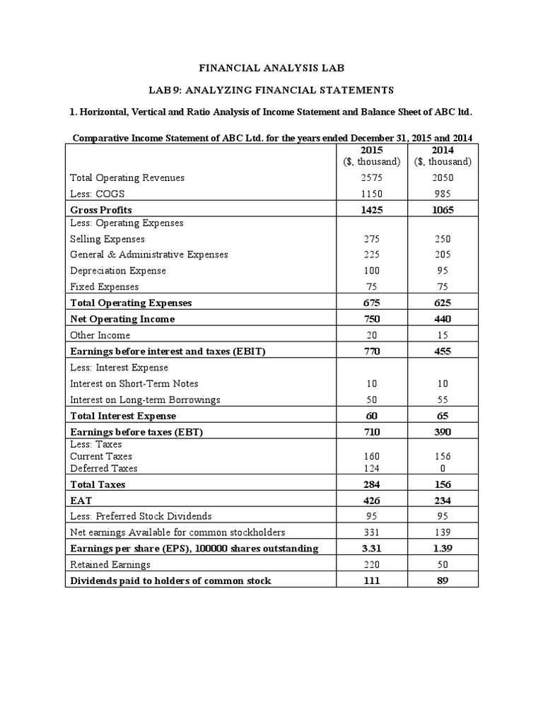 Financial Statement Analysis PDF Equity (Finance) Expense