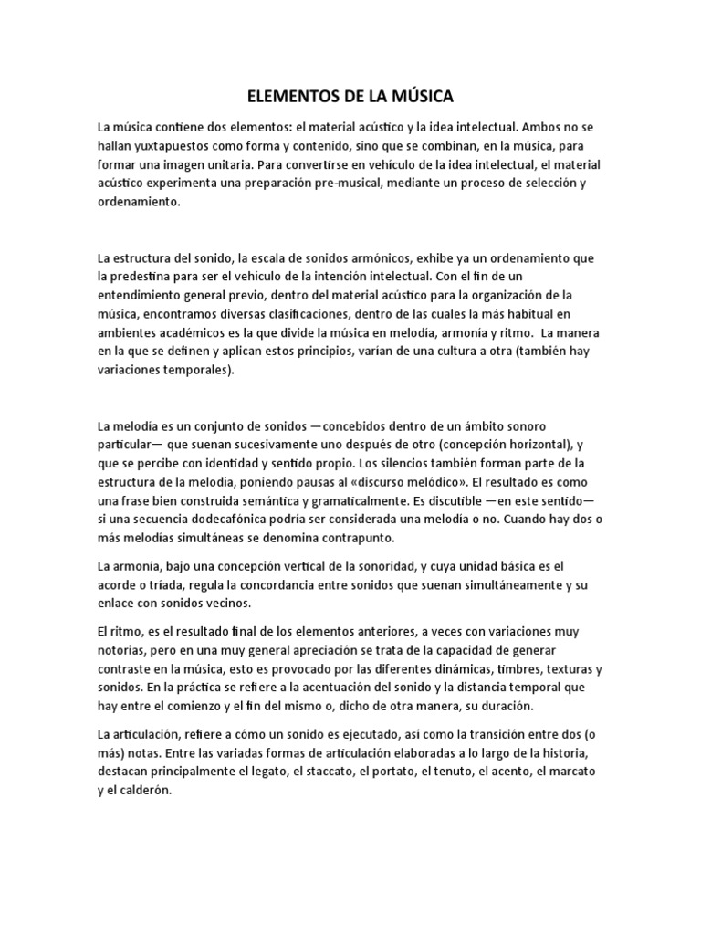 Elementos de la Música: Melodía y Más | PDF | Armonía | Melodía