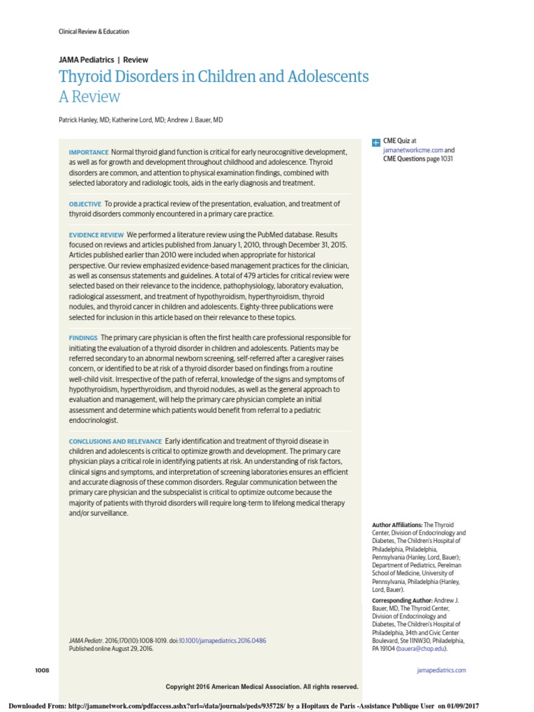 Thyroid Disorders In Children