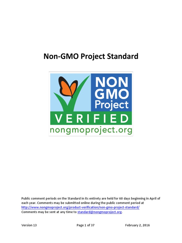 Non-GMO Project Standard Overview | PDF | Genetically Modified Food ...