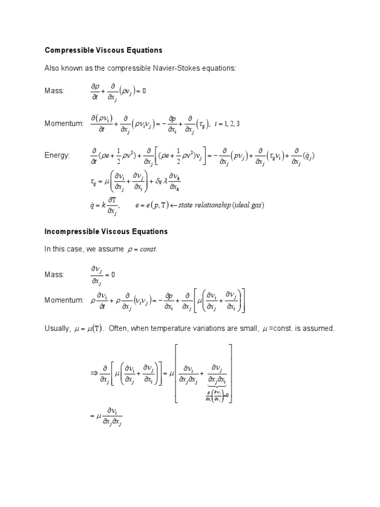 An overview of compressible and incompressible fluid flow equations