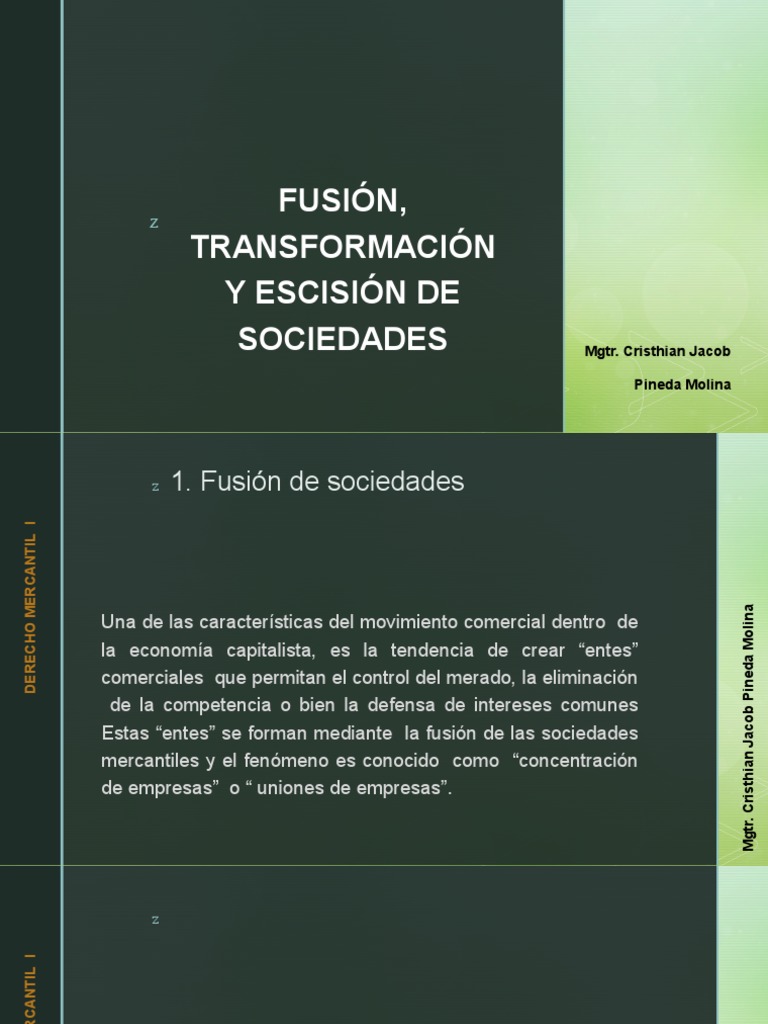 Diapositivas.6. Fusión, Transformación y Escisión de Sociedades ...