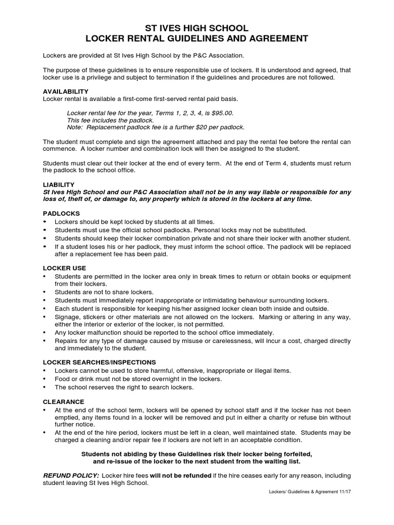 Locker Guidelinesagreementfor2018nov2017 | PDF | Payments | Credit Card