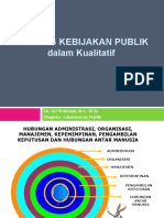 Analisis Kebijakan Publik Dalam Kualitatif: Dr. Sri Wahyuni, Dra., M.Si Magister Administrasi Publik