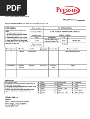 RMA Form