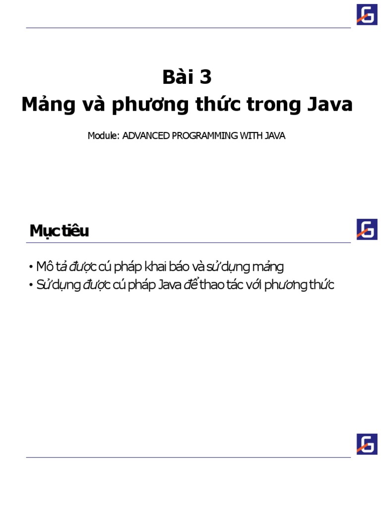 Slide 3 - Mảng và phương thức trong Java | PDF