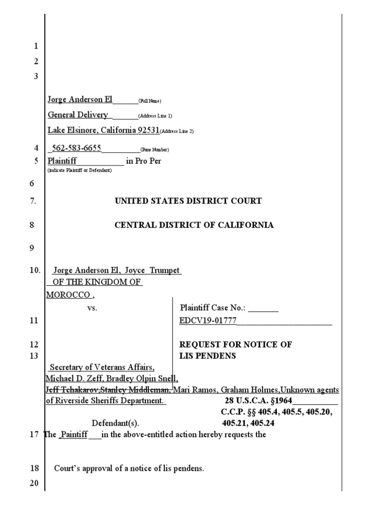 FORM Lis Pendens Notice and Order | PDF | Judiciaries | Public Law