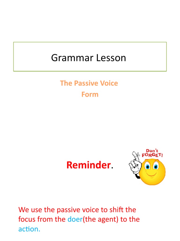 Grade 10 Passive Voice Form | PDF | Grammatical Tense | Verb
