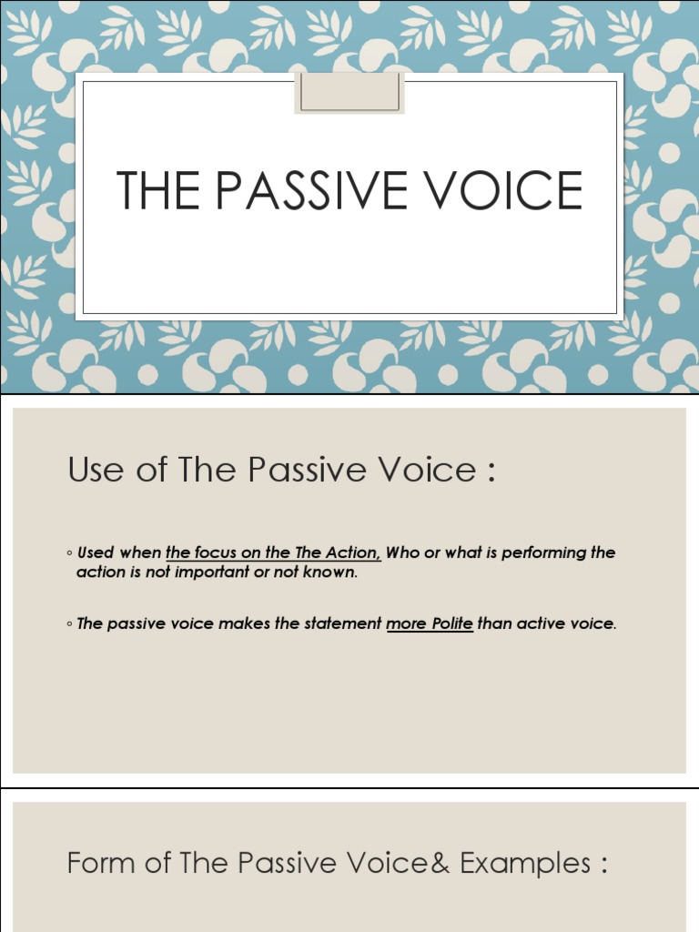 THE PASSIVE VOICE PDF intelligence overview