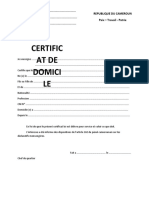 Certificat de Domicile