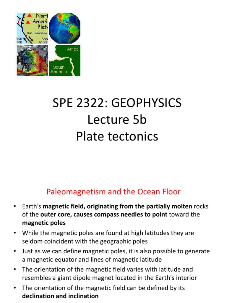 SPE 2322 GEOPHYSICS Lecture 5b PDF Plate Tectonics Earth's