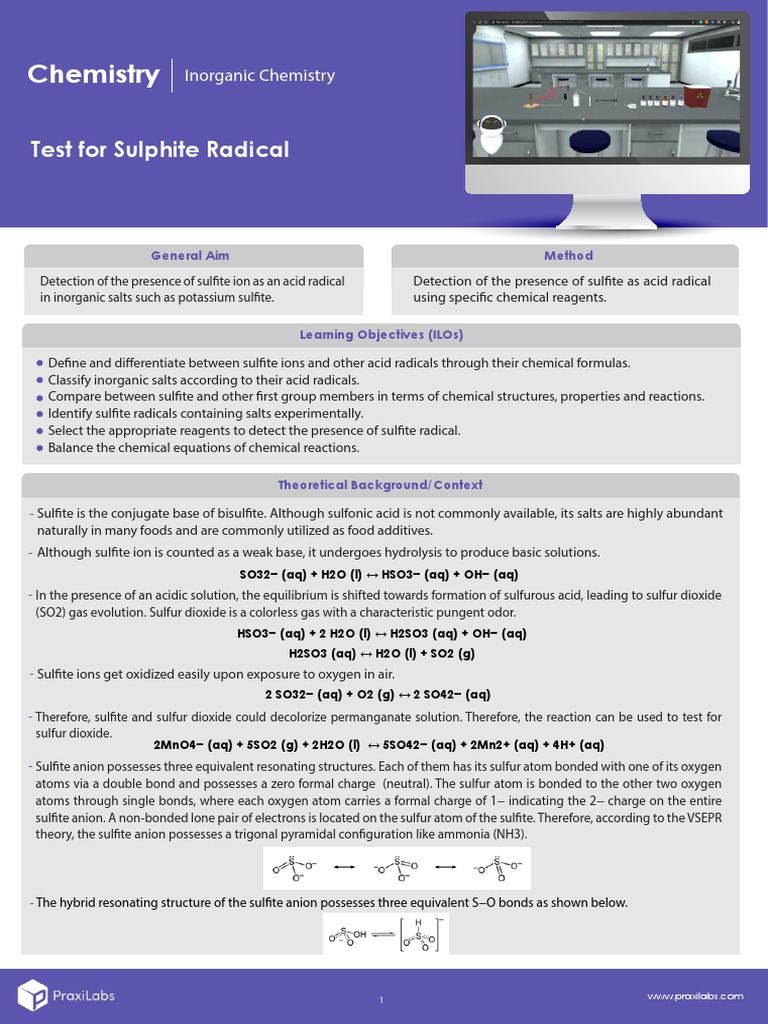 Sulphite Ion Detection Methods | PDF