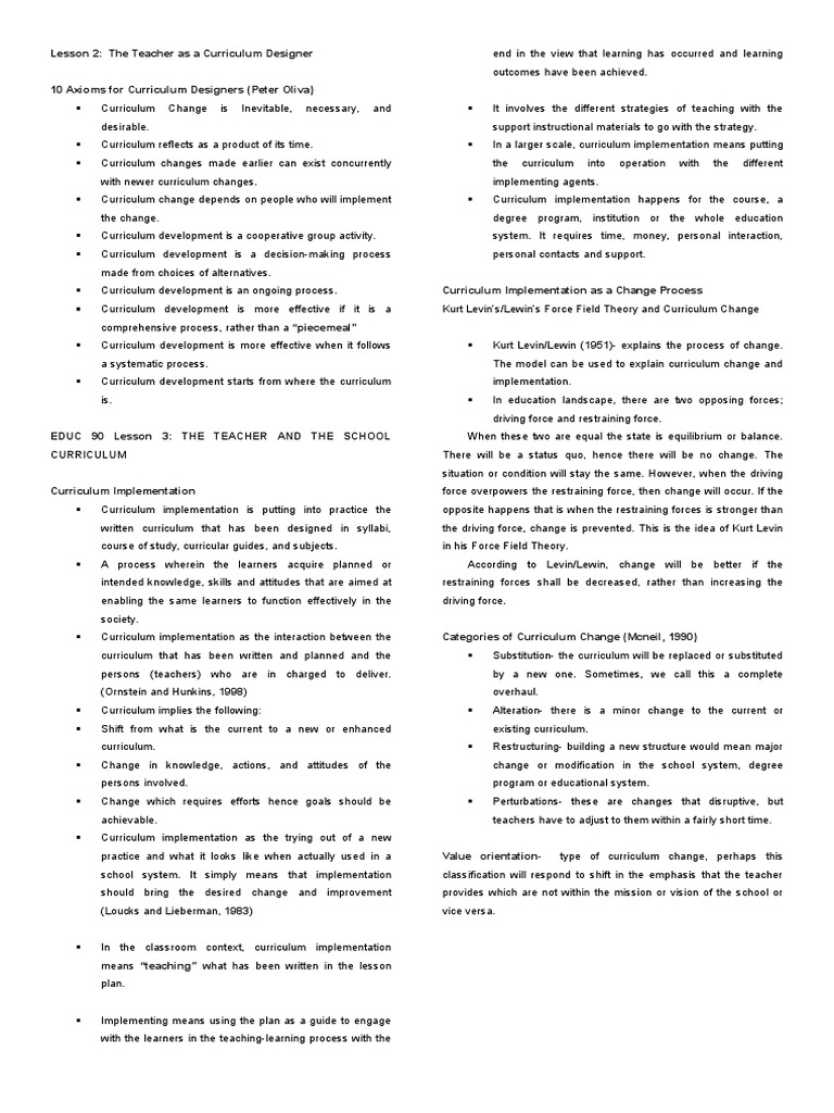 Curriculum Design and Implementation Guide | PDF | Curriculum ...