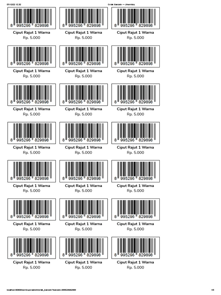 Cetak Barcode - Rajut - 1warna PDF | PDF
