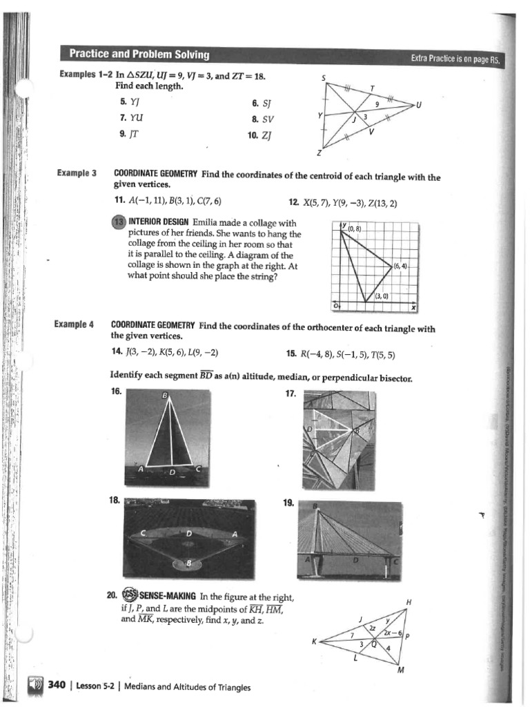 Medians and Altitudes Homework PDF | PDF