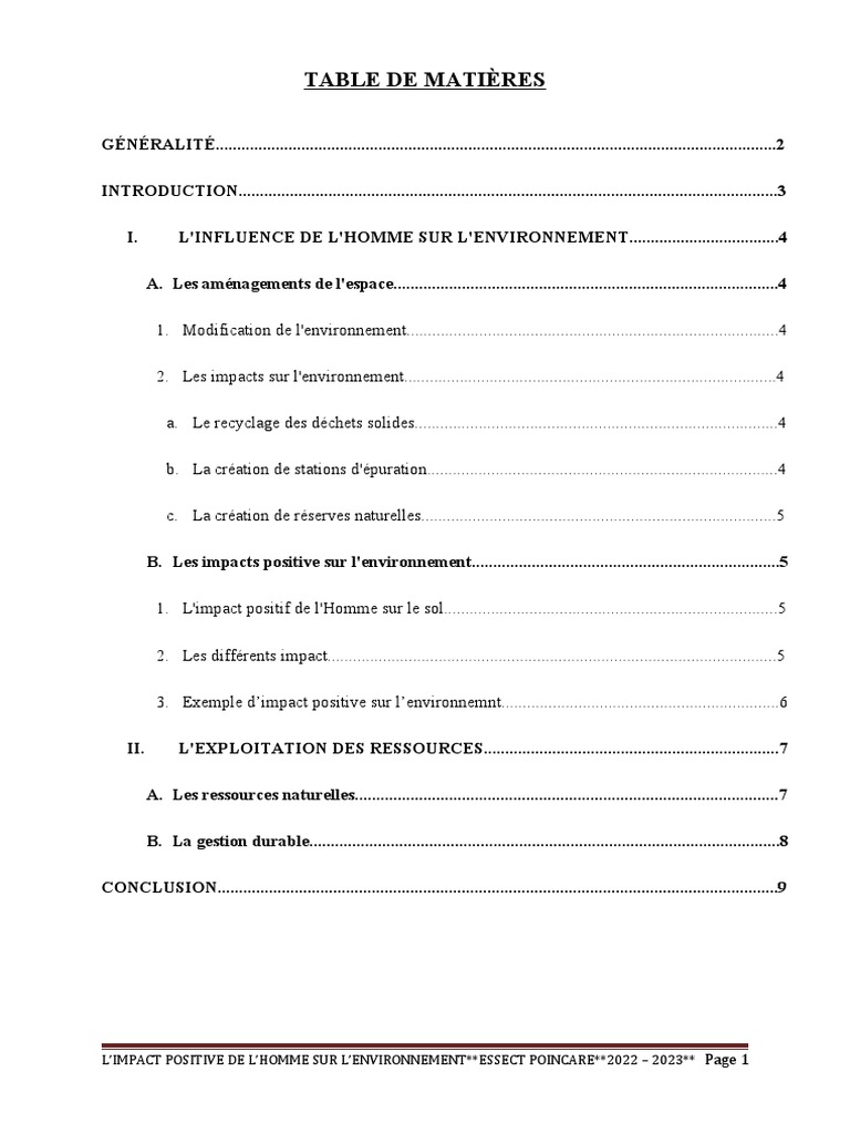 Impact de l'Homme sur l'Environnement | PDF | Environnement naturel ...